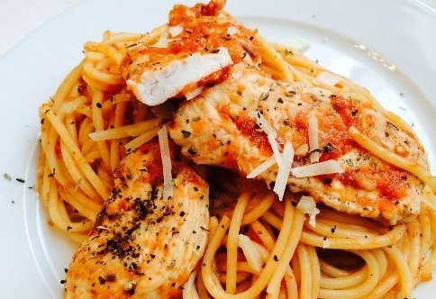 Спагетти с курицей, спагетти, паста, рецепт